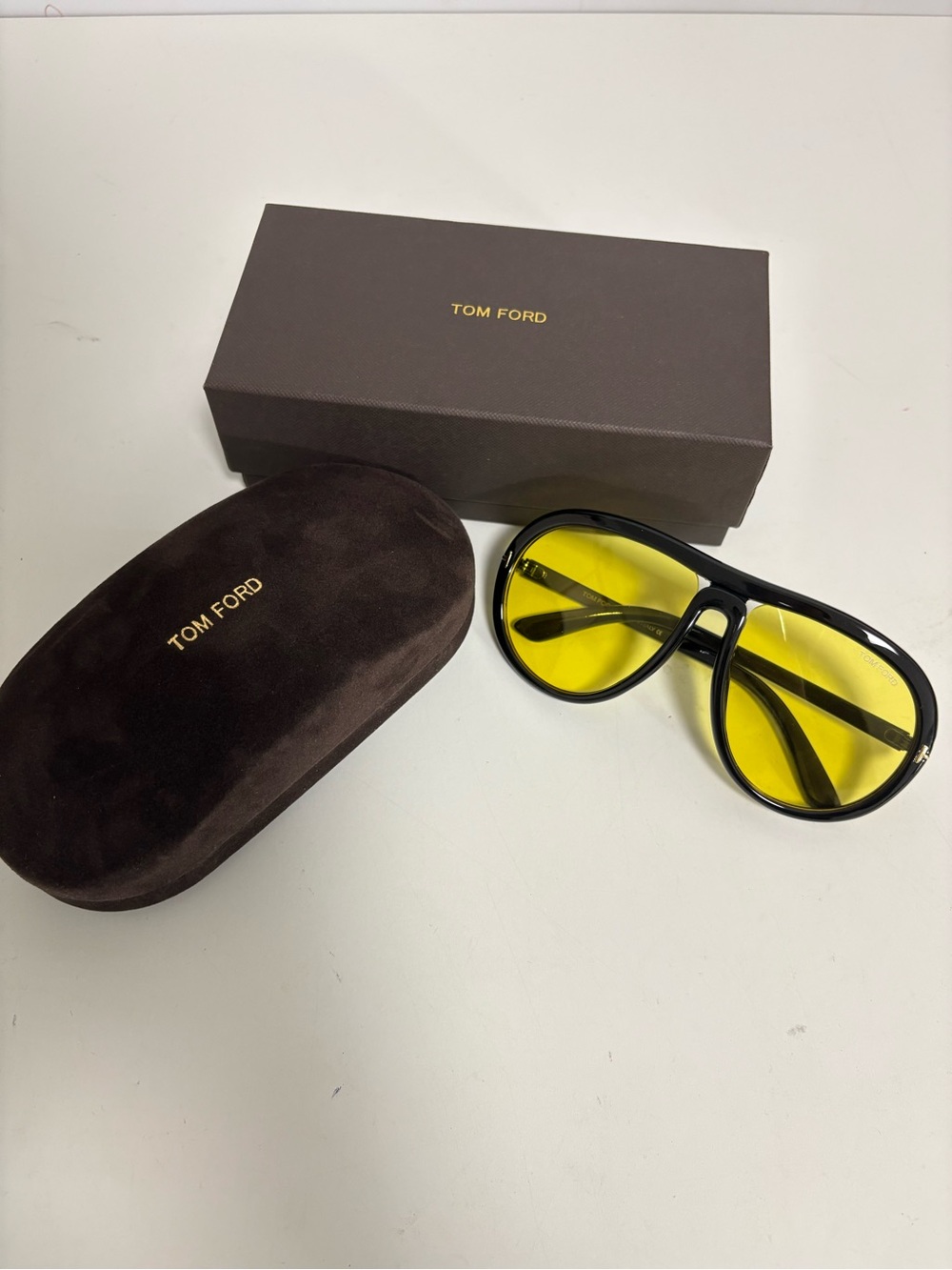 Tom Ford Black Frame Sunglasses with Yellow Lenses